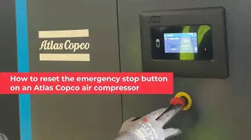 How to reset the emergency stop button on an Atlas Copco Elektronikon Mk5 Touch Controller