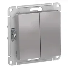 Выключатель двухклавишный Schneider Electric Atlas Design алюминий ATN000351