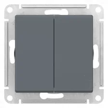 ATN000765 Выключатель двухклавишный проходной Schneider Electric Atlas Design, на винтах, грифель