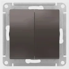 ATN000665 Выключатель двухклавишный проходной Schneider Electric Atlas Design, на винтах, мокко